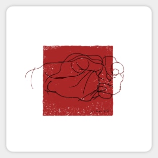 fine art line drawing of a hand on red background Sticker